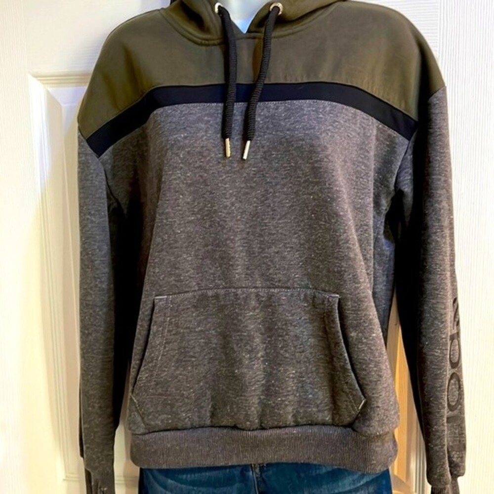 Bebe Sport Hooded Sweatshirt Black/Olive/Gray Colors Size Medium